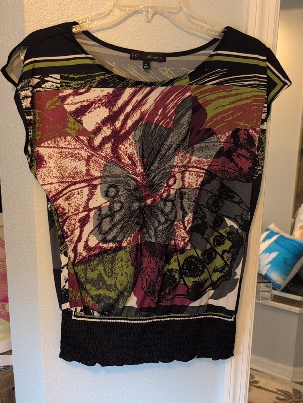 HeartSoul Multicolor Butterfly Print Blouson Top
